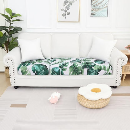 Smiry Printed Couch Cushion Covers, Stretch Soft Couch Covers for Sofa, Washable Non-Slip Sofa Slipcover Furniture Protector for Indoor and Outdoor (3 Pack, Green)