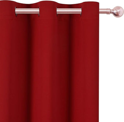 LEMOMO Red Thermal Blackout Curtains/42 x 95 Inch/Set of 2 Panels Room Darkening Curtains for Bedroom