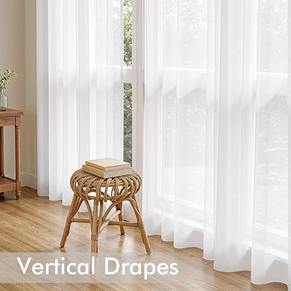 MIULEE White Sheer Curtains 90 Inches Long, 4 Panels Set, Light Filtering Rod Pocket Voile Drapes for Living Room and Bedroom, Airy Soft Fabric Window Treatments, 54 x 90 Inches