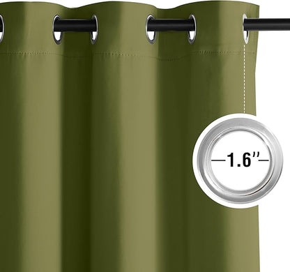 NICETOWN Room Darkening Draperies Curtains Panels, 2 Panels Olive Green W52 x L84