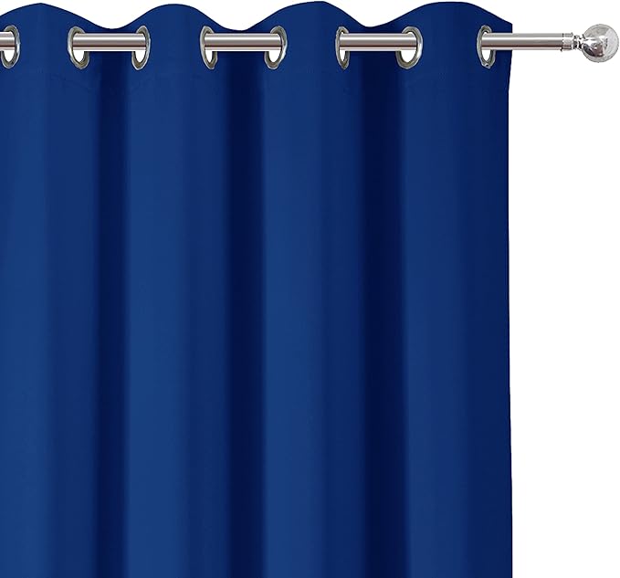 LEMOMO Blackout Curtains 52 x 63 inch/Royal Blue Curtains Set of 2 Panels/Thermal Insulated Room Darkening Bedroom Curtains