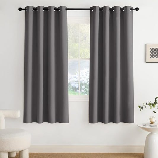 NICETOWN Room Darkening Draperies Curtains Panels, 2 Panels Grey W52 x L72