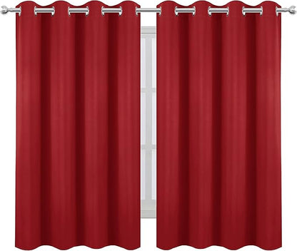 LEMOMO Bright Red Blackout Curtains 52 x 54 Inch Length/Set of 2 Curtain Panels/Thermal Insulated Room Darkening Blackout Curtains for Bedroom