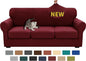 XINEAGE 2026 New 4 Pieces Couch Covers for 3 Cushion Couch Super Stretch Thick Soft Sofa Cover Anti Slip Sofa Slipcover Dogs Cats Furniture Protector (Wine Red, 71"-91")