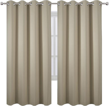 LEMOMO Beige Thermal Blackout Curtains/52 x 72 Inch/Set of 2 Panels Room Darkening Curtains for Bedroom