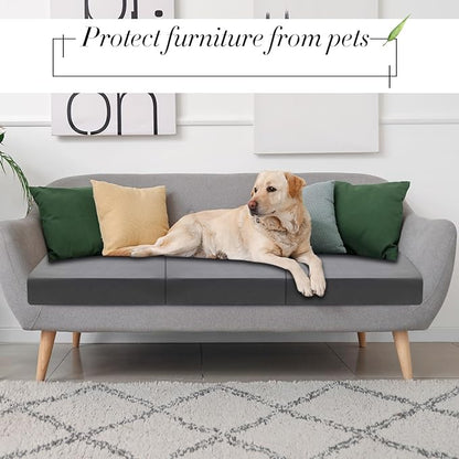 Newwiee Set of 4 Stretch Patio Cushion Covers Sofa Couch Seat Chair Slipcovers Cushion Cover Replacement Furniture Protector for Pets Washable(Dark Grey,Seat Cover,Solid)