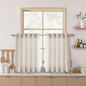 Nanspring 30 Inch Long Beige Curtains for Kitchen Linen Blend Farmhouse Decor Semi Sheer Light Filtering Back Tab and Rod Pocket Short Curtain for Bathroom Small Window 30 x 30 Inch, 2 Panels