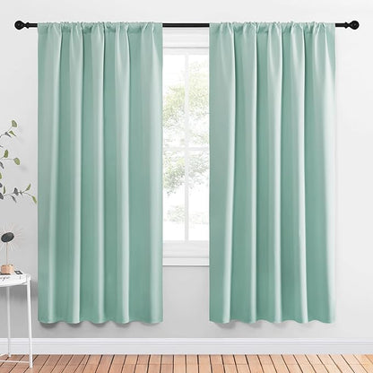 NICETOWN Window Curtains Blackout Drapes, Aqua Blue, 1 Pair, 52 by 72-Inch, Thermal Insulated Solid Rod Pocket Blackout Curtains/Draperies for Living Room