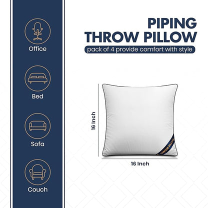 Utopia Bedding Throw Pillow Inserts (Pack of 4, White), 16 x 16 Inches Decorative Indoor Pillows for Sofa, Bed, Couch, Cushion Sham Stuffer