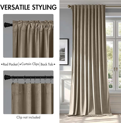 MIULEE Taupe Velvet Curtains 84 inches - Luxury Blackout Curtains for Bedroom Living Room Thermal Insulated Super Soft Window Drapes Rod Pocket & Back Tab, W52 x L84 inches, 2 Panels