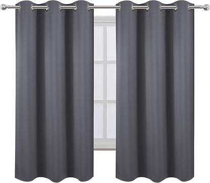 LEMOMO Grey Thermal Blackout Curtains/38 x 63 Inch/Set of 2 Panels Room Darkening Curtains for Bedroom