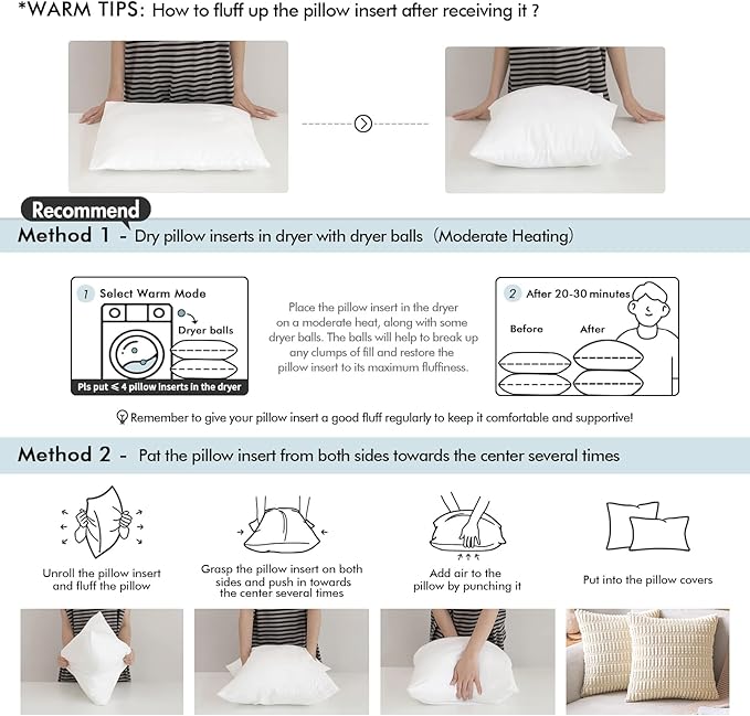 MIULEE Pillow Insert 17x17 Inch, Decorative Square Throw Pillow Inserts, Premium Fluffy Pillow Forms Sham Stuffer for Sofa Couch Living Room