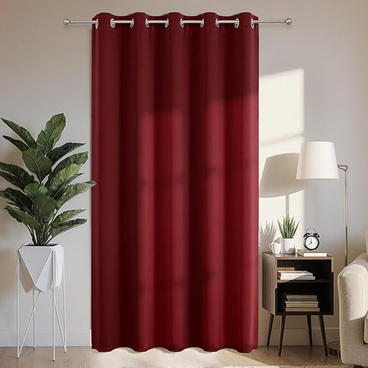 Joydeco Blackout Patio Sliding Door Curtains 90 Inches Long, Grommet Privacy Room Divider Curtains, Extra Wide Thermal Blackout Drapes for Bedroom Living Room (Burgundy Red, 70Wx90L, 1 Panel)
