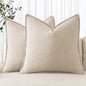 MIULEE Decorative Linen Euro Sham Pillow Covers 22x22 Inch Natural Beige Boho Farmhouse Neutral Couch Throw Pillows for Bed Pack of 2 Accent Modern Pillowcase Sofa Livingroom Home Decor