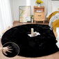 ORINOVA Round Rugs 6ft Faux Rabbit Fur Rug Fluffy Rug for Bedroom Black Faux Fur Machine Washable Area Rugs Living Room Teen Room Home Decor