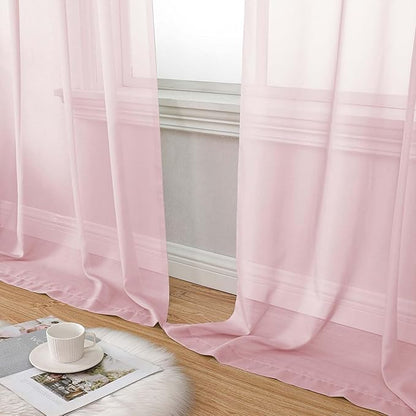 Blush Sheer Curtains for Bedroom Living Room 96 Inches Long 2 Panels, Modern Airy Soft Lightweight Rod Pocket Light Filtering Sheer Curtains Drapes, Blush, Each 59" Wx96 L Inch