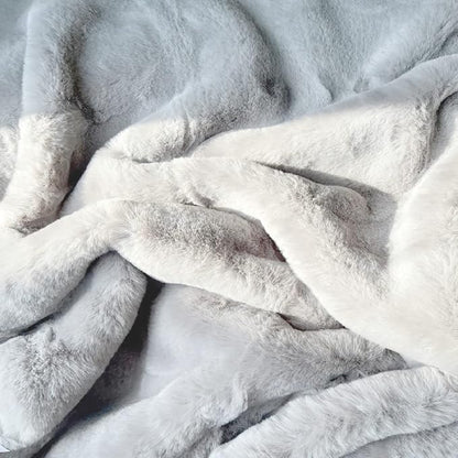 ORINOVA Faux Rabbit Fur Washable Rugs for Bedroom Light Grey Fluffy Rug for Living Room Non Slip Faux Fur Rug for Hallway 2x6 Shaped Rugs