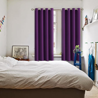 BGment Blackout Curtains for Bedroom - Grommet Thermal Insulated Room Darkening Curtains for Living Room, Set of 2 Panels (52 x 72 Inch, Purple)