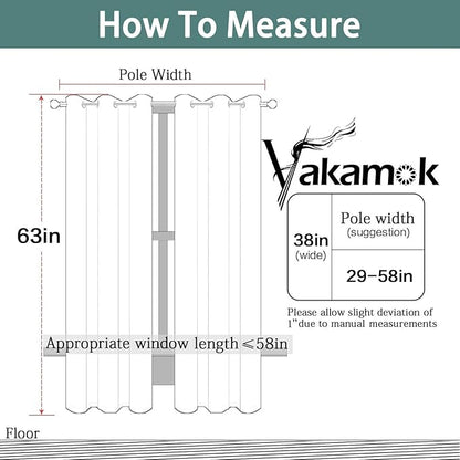 Yakamok Light Blocking Window Curtains Thermal Insulated Room Darkening Drapes for Bedroom,Solid Grommet Top Window Panels, 38x63 Inch, Light Beige, One Pair