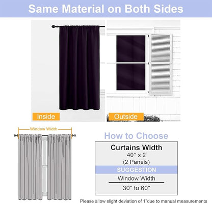 Simplebrand Ava BlackBerry Blackout Curtains for Bedroom 72 Inch Length 2 Panels Set, Privacy Thermal Insulated Rod Pocket Window Curtains for Patio French Door Front Door, W40 x L72 Inch