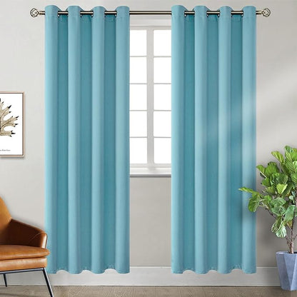 BGment Blackout Curtains - Grommet Thermal Insulated Room Darkening Bedroom and Living Room Curtains, Set of 2 Panels (52 x 84 Inch, Aqua)