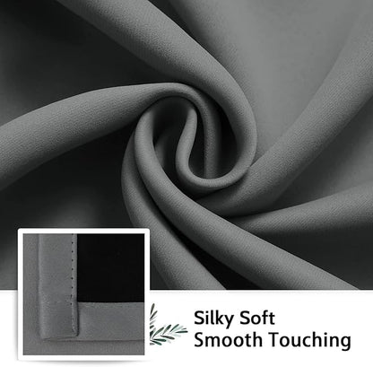 SimpleHome 100% Blackout Curtains for Bedroom,Thermal Insulated Grey Grommet Window Drapes Room Darkening Curtains for Living Room with Black Back,38 x 84 Inch,2 Panels