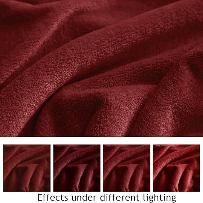 KMUSET Fleece Blanket Burgundy Lightweight Super Soft Cozy Fuzzy Bed Blankets Microfiber Factory Shop