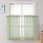 Chyhomenyc Light Green Sheer Curtains 36 inch Length 2 Panels Set, Light Filtering Voile Short Window Curtians for Bathroom Living Room Farmhouse Small Windows, Each 42Wx36L in, 2PCS