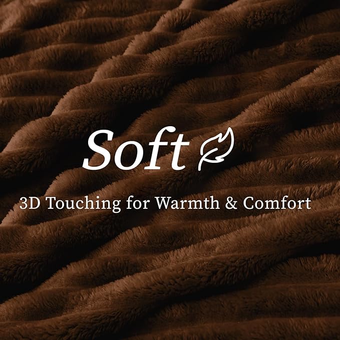 BEDELITE Twin Blanket for Couch & Bed, 300GSM Soft & Warm Fleece Blanket, Decorative and Giftable Striped Chotolate Brown Blankets for Women, Men, 60"x80"