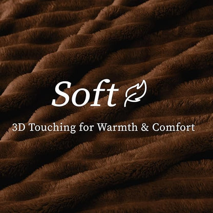 BEDELITE Twin Blanket for Couch & Bed, 300GSM Soft & Warm Fleece Blanket, Decorative and Giftable Striped Chotolate Brown Blankets for Women, Men, 60"x80"