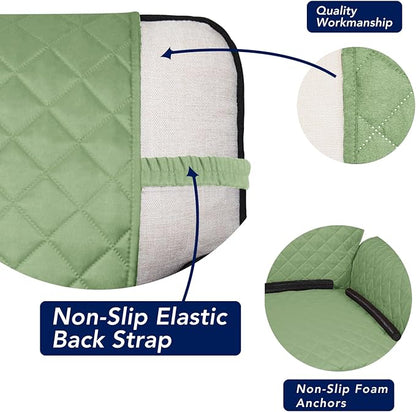 PureFit Reversible Quilted Sofa Cover, Water Resistant Slipcover Furniture Protector, Washable Couch Cover with Non Slip and Elastic Straps for Kids, Dogs, Pets (Oversized Loveseat, Sage Green/Ivory)
