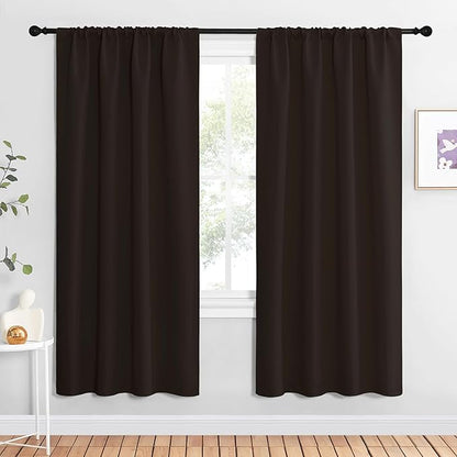NICETOWN Blackout Curtains for Living Curtains, Thermal Insulated Noise Reducing Curtains & Drapes for Small Kitchen Window, Privacy Draperies (Toffee Brown, 34" Wide x 72" Long, 2 PCs)