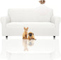 ZNSAYOTX Super Stretch Couch Cover (72"-92") Universal Sofa Covers with Elastic Bottom, Dog Cat Pets Friendly Washable Furniture Protector Fitted Sofa Slipcovers Stay in Place (White, Sofa)