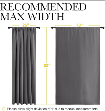 NICETOWN Blackout Curtain Panels for Window - Thermal Insulated Rod Pocket Blackout Drapes/Draperies for Dining Room (2 Panels, W70 x L63 inches, Grey)
