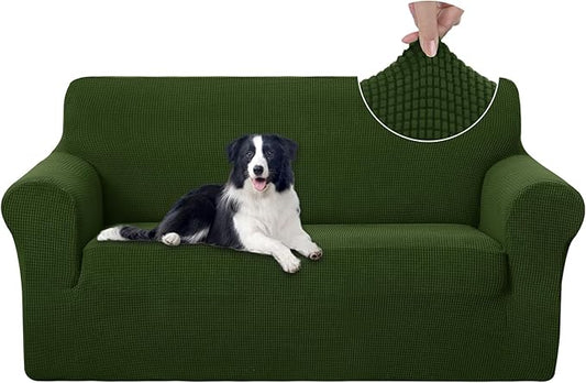 U-NICE HOME Oversized Stretch Loveseat Couch Cover Sofa Covers Washable Sofa Slipcover Furniture Protector for 2 Cushion Couch Sofa Pet Friendly, Bronze Green