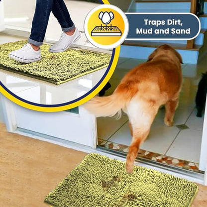 Muddy Mat® | Super Absorbent Door Mat Indoor, Microfiber Quick Dry Chenille Entryway Rug, Non-Slip Front Door Mat, Indoor Mats for Entryway, Machine Washable Pet Rug, Yellow 24"x60"