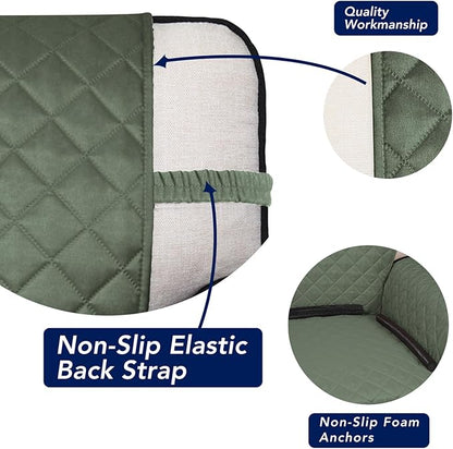 PureFit Reversible Quilted Sofa Cover, Water Resistant Slipcover Furniture Protector, Washable Couch Cover with Non Slip and Elastic Straps for Kids, Dogs, Pets (Oversized Chair, Greyish Green/Beige)