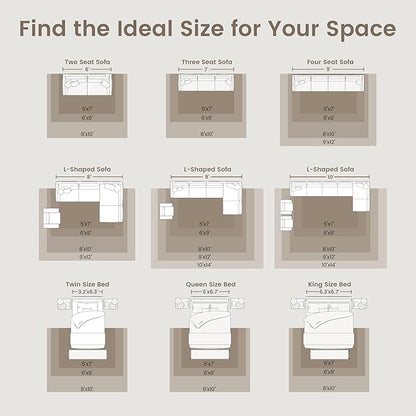 zesthome 4x6 Rug - Stain Resistant Washable Rug, Anti Slip Backing Rugs for Living Room, Foldable Vintage Small Area Rugs (Blue/Beige,4'x6')