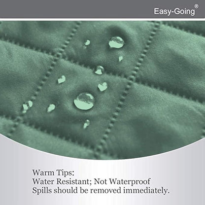 Easy-Going 4 Seater Sofa Slipcover Reversible Sofa Cover Water Resistant Couch Cover with Foam Sticks Elastic Straps Furniture Protector for Pets Children Dog Cat (XX-Large, Cyan/Ivory)