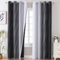 Estelar Textiler Ombre Blackout Curtains 102 Inches Long 2 Panels Set, Black and Greyish White Thermal Insulated Drapes for Bedroom, Full Room Darkening Grommet Curtains for Living Room, 52Wx102L