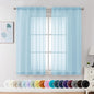 Chyhomenyc Sky Blue Sheer Curtains 54 Inch Long 2 Panels, Light Filtering Rod Pocket Voile Short Curtains Drapes for Living Room Bedroom Small Windows, 42Wx54L Inches