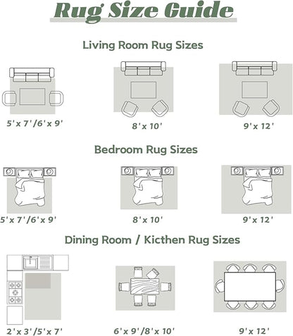 Area Rug 6x9 Washable Rug, Vintage Boho Medallion Rugs Non-Slip Soft Low Pile Large Distressed Rug Indoor Retro Carpet for Living Room Bedroom Dining Room Home Office (Vintage Green, 6'x9')
