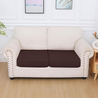 hyha Milk Silk Couch Cushion Covers, Soft Magic Sofa Covers Washable for 2 Cushion Couch, Stretch Sectional Outdoor Cushion Covers for Patio Furniture with Elastic Bottom(2 Packs, Chocolate)