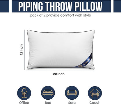 Utopia Bedding Throw Pillow Inserts (Pack of 2, White), 12 x 20 Inches Decorative Indoor Pillows for Sofa, Bed, Couch, Cushion Sham Stuffer