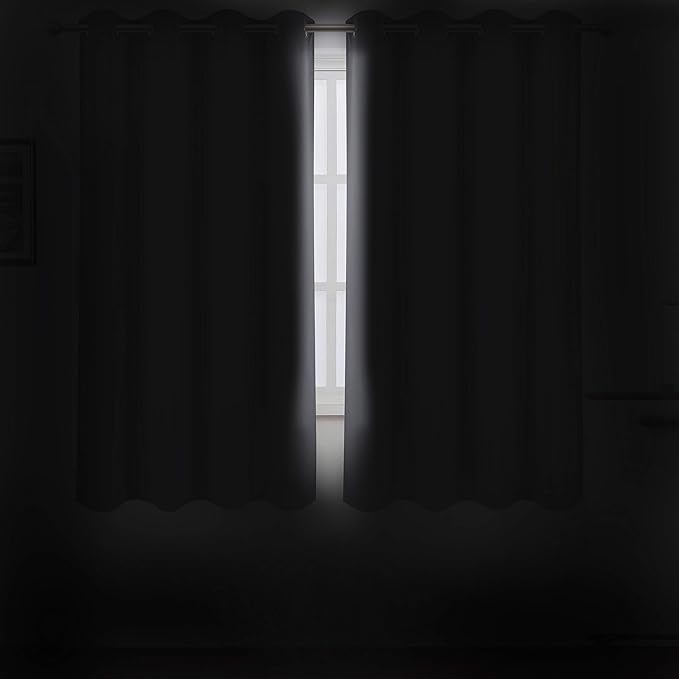 LEMOMO Frost Grey Blackout Curtains 66 x 63 Inch Length/Set of 2 Curtain Panels/Thermal Insulated Room Darkening Blackout Curtains for Bedroom