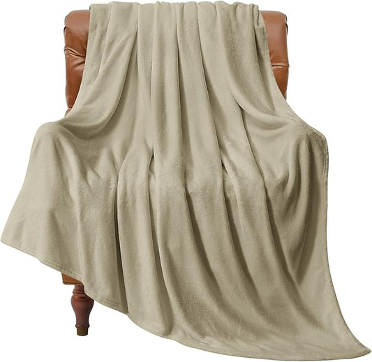 BEDELITE Fleece Blanket Twin Size Oat Linen Throw Blankets for Couch & Bed, Luxury Plush Cozy Fuzzy Blanket 60x80 inches, Super Soft Warm Lightweight Throw Blanket for Travel Camping