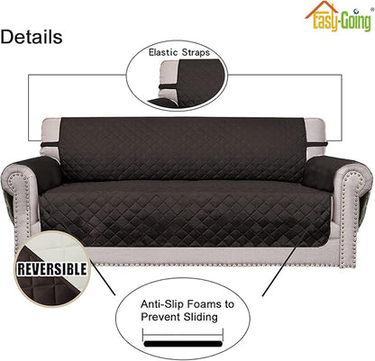 Easy-Going Oversized Chair Sofa Slipcover Reversible Sofa Cover Water Resistant Couch Cover Furniture Protector Cover with Elastic Straps for Pets Dog (Oversized Chair, Chocolate/Ivory)