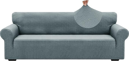 ZNSAYOTX 1 Piece Jacquard Couch Covers for 3 Cushion Couch High Stretch Sofa Cover for Pets Dogs Anti Slip Extra Large Sofa Slipcovers Furniture Protector (X-Large, New Pattern Light Grey)