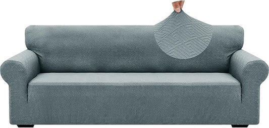 ZNSAYOTX 1 Piece Jacquard Couch Covers for 3 Cushion Couch High Stretch Sofa Cover for Pets Dogs Anti Slip Extra Large Sofa Slipcovers Furniture Protector (X-Large, New Pattern Light Grey)