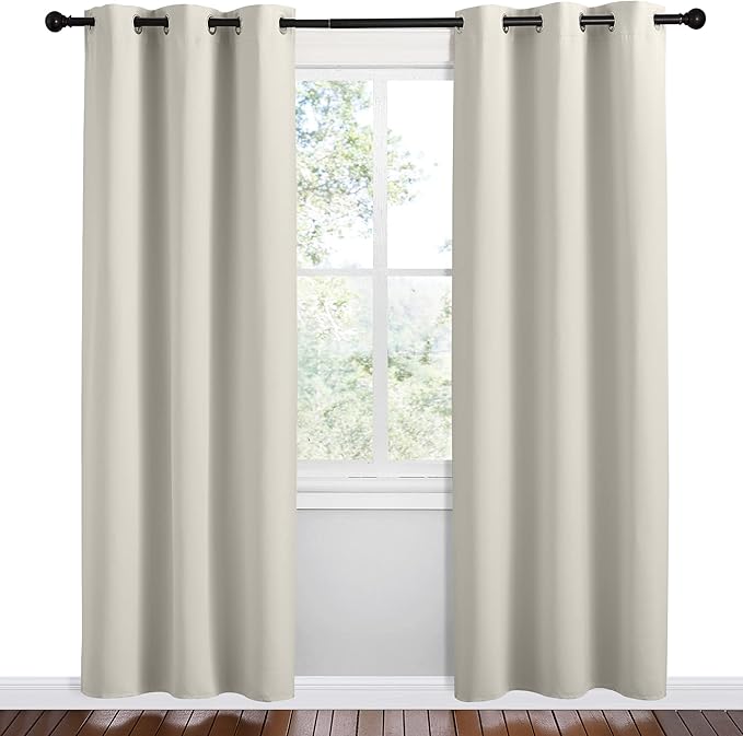 NICETOWN Kitchen 78 inches Long Curtains for Decoration, Natural, 2 Panels, 42 inches Wide, Thermal Insulated Grommet Room Darkening Draperies/Panels for Laundry